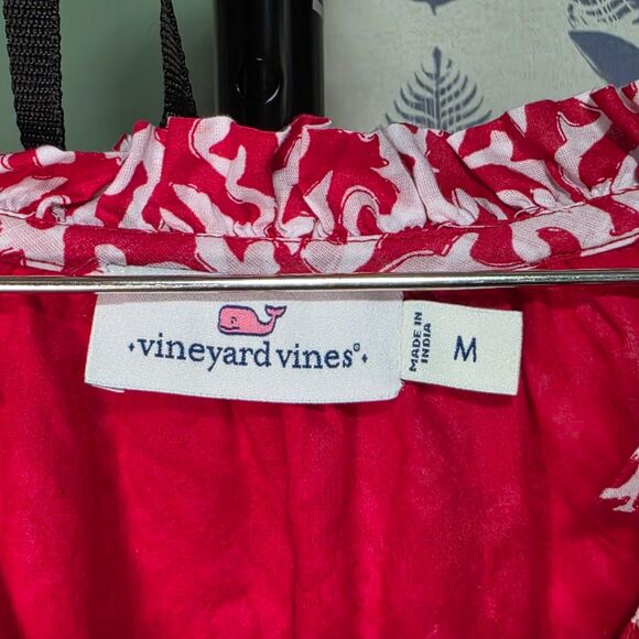 Vineyard Vines Lighthouse Red Tile Ruffle Top - Ruffle Sleeve - Size [M] - Picture 3 of 8